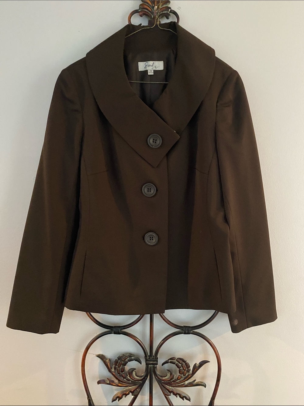 Women's Brown Shawl-Collar Button Blazer
